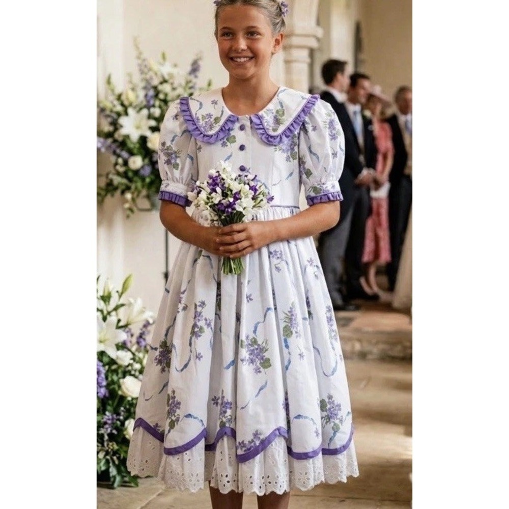 Vintage Daisy Kingdom Prairie Dress Factory 12 Purple Floral Dress Mint Wedding